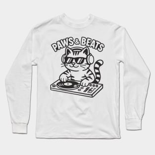 Dj Cat outline Long Sleeve T-Shirt